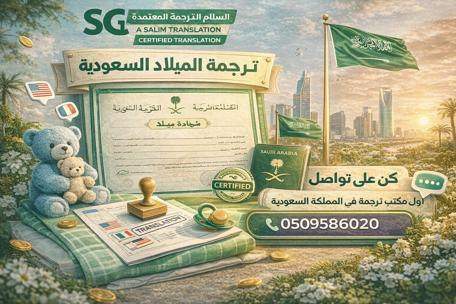 ترجمة شهادة الميلاد السعودية
