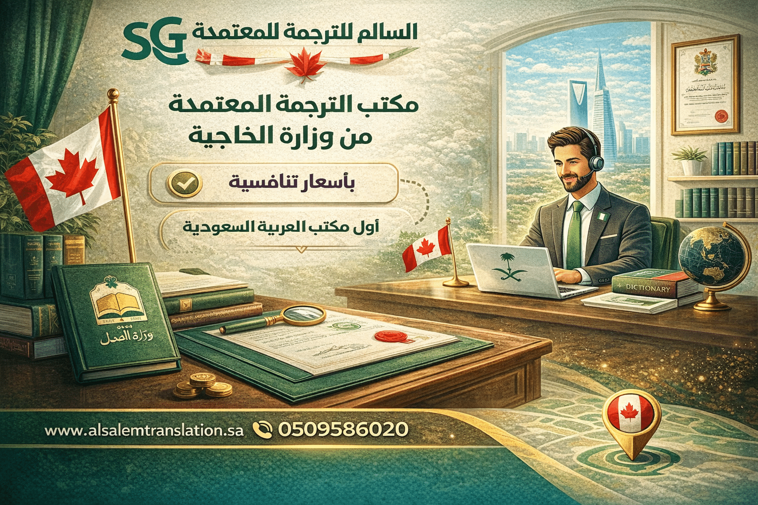 مكتب ترجمة معتمد من السفارة الكندية