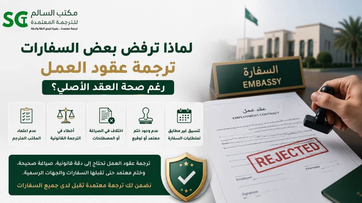 ترجمة عقد العمل للسفارات في السعودية