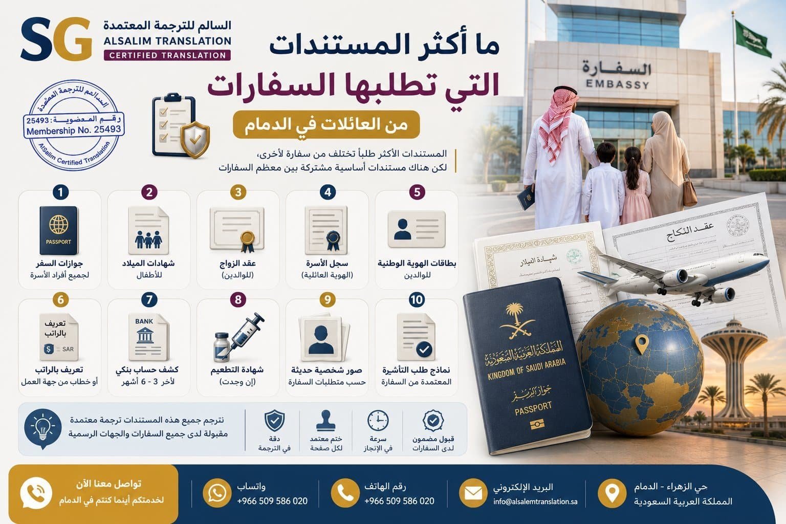 المستندات التي تطلبها السفارات من العائلات في الدمام