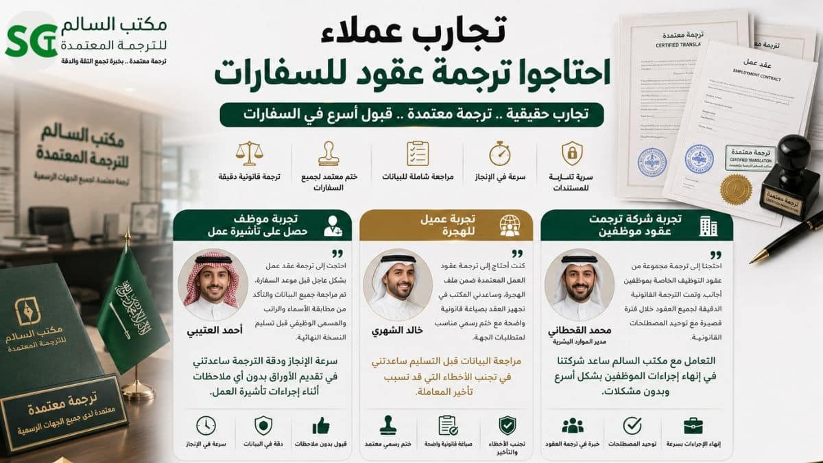 ترجمة عقد العمل للسفارات في السعودية