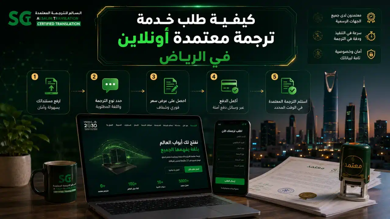 كيفية طلب خدمة ترجمة معتمدة أونلاين في الرياض