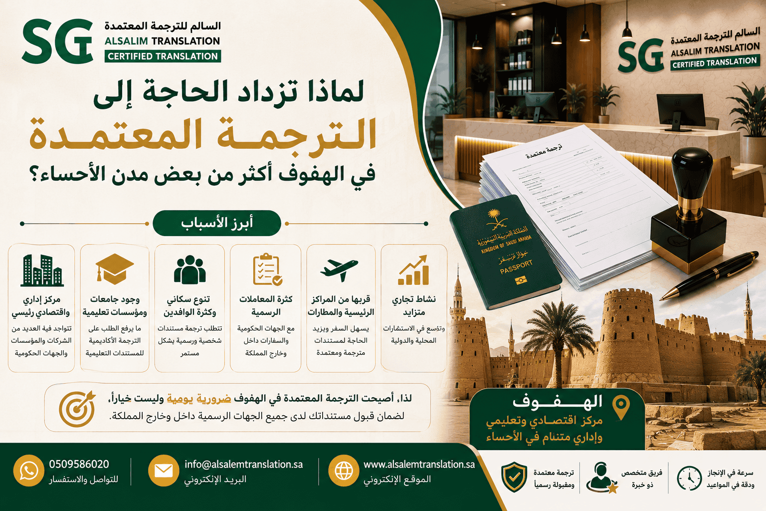 لماذا تزداد الحاجة إلى الترجمة المعتمدة في الهفوف أكثر من بعض مدن الأحساء