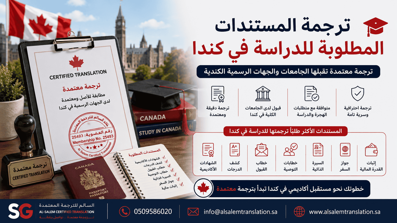 ترجمة المستندات المطلوبة للدراسة في كندا