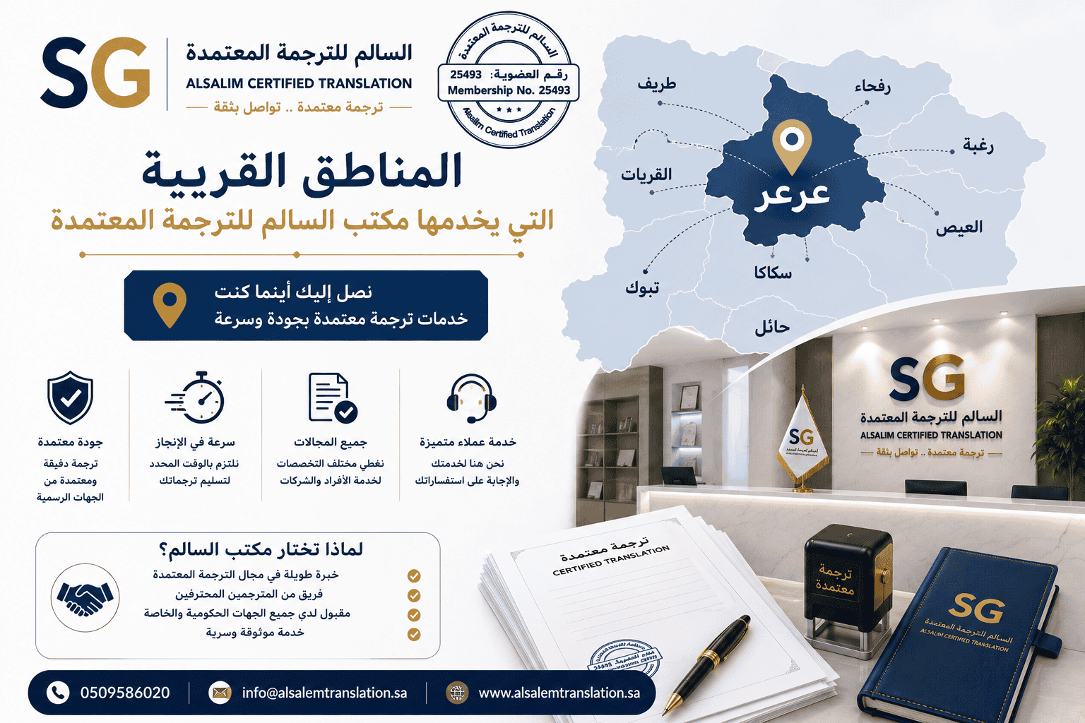 المناطق القريبة التي يخدمها مكتب السالم للترجمة المعتمدة