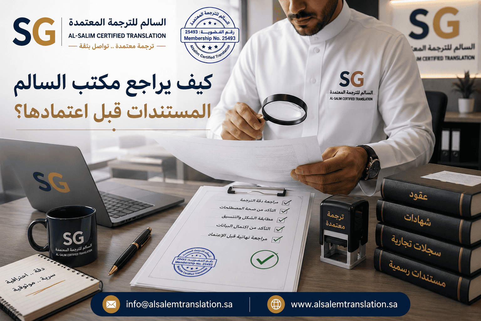 كيف يراجع مكتب السالم المستندات قبل اعتمادها؟